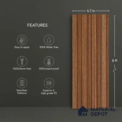 Wooden Look PN 06276 9.5 ft x 4.7 inch Charcoal Panel - 12 mm | Suitable for Feature Wall, TV Unit & Living Room | Width is Subjected to 5% Variation