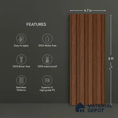 Wooden Look PN 06277 9.5 ft x 4.7 inch Charcoal Panel - 12 mm | Suitable for Feature Wall, TV Unit & Living Room | Width is Subjected to 5% Variation