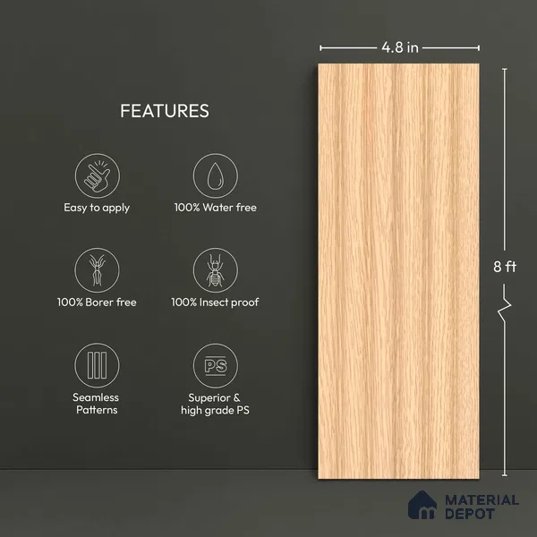 Wooden Look PN 06279 9.5 ft x 4.7 inch Charcoal Panel - 12 mm | Suitable for Feature Wall, TV Unit & Living Room | Width is Subjected to 5% Variation