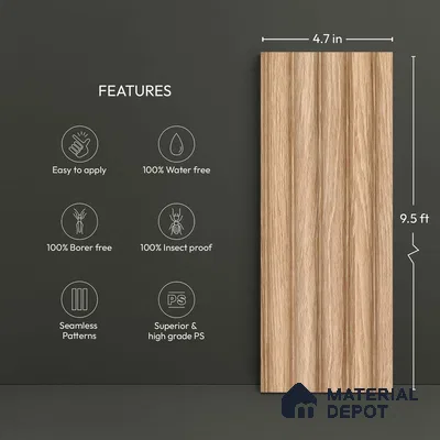 Wooden Look PN 06280 B 9.5 ft x 4.7 inch Charcoal Panel - 12 mm | Suitable for Feature Wall, TV Unit & Living Room | Width is Subjected to 5% Variation