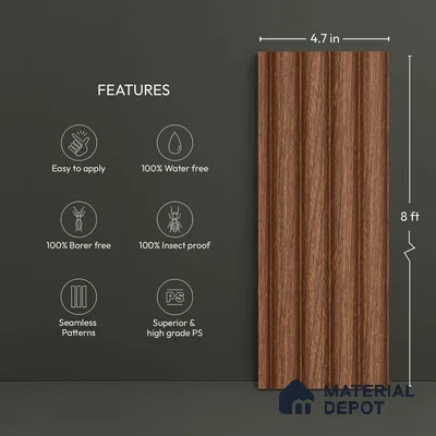 Wooden Look PN 06281 9.5 ft x 4.7 inch Charcoal Panel - 12 mm | Suitable for Feature Wall, TV Unit & Living Room | Width is Subjected to 5% Variation