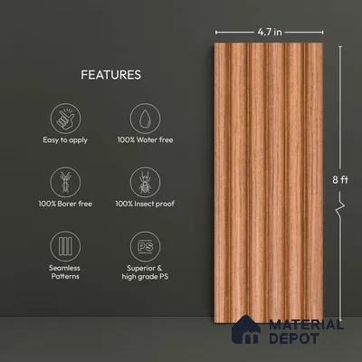Wooden Look PN 06282 9.5 ft x 4.7 inch Charcoal Panel - 12 mm | Suitable for Feature Wall, TV Unit & Living Room | Width is Subjected to 5% Variation