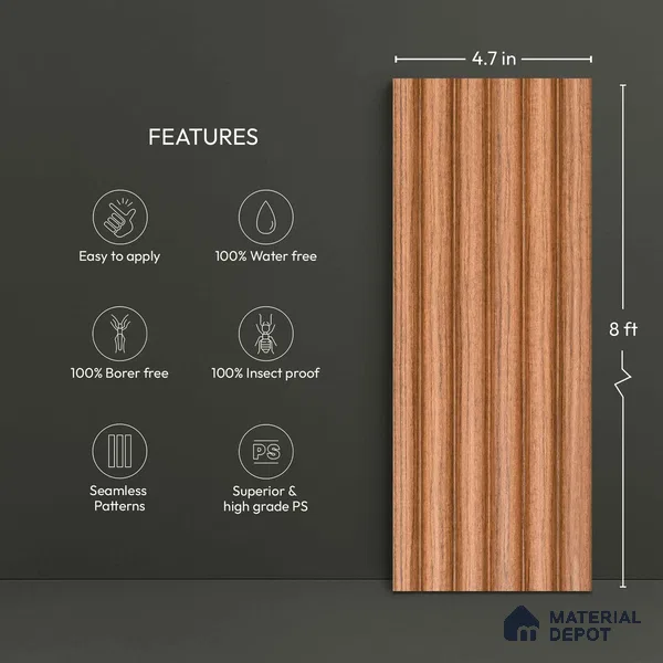 Wooden Look PN 06282 9.5 ft x 4.7 inch Charcoal Panel - 12 mm | Suitable for Feature Wall, TV Unit & Living Room | Width is Subjected to 5% Variation