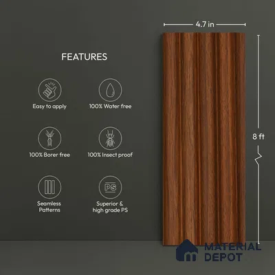Wooden Look PN 06283 9.5 ft x 4.7 inch Charcoal Panel - 12 mm | Suitable for Feature Wall, TV Unit & Living Room | Width is Subjected to 5% Variation