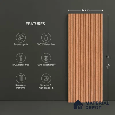 Wooden Look PN 06288 9.5 ft x 4.7 inch Charcoal Panel - 12 mm | Suitable for Feature Wall, TV Unit & Living Room | Width is Subjected to 5% Variation