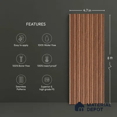 Wooden Look PN 06289 9.5 ft x 4.7 inch Charcoal Panel - 12 mm | Suitable for Feature Wall, TV Unit & Living Room | Width is Subjected to 5% Variation
