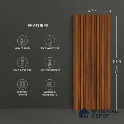 Wooden Look PN 06290 B 9.5 ft x 4.7 inch Charcoal Panel - 12 mm | Suitable for Feature Wall, TV Unit & Living Room | Width is Subjected to 5% Variation