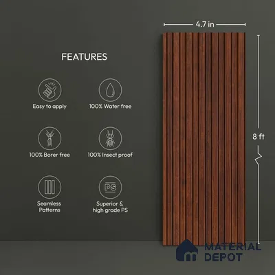 Wooden Look PN 06291 9.5 ft x 4.7 inch Charcoal Panel - 12 mm | Suitable for Feature Wall, TV Unit & Living Room | Width is Subjected to 5% Variation