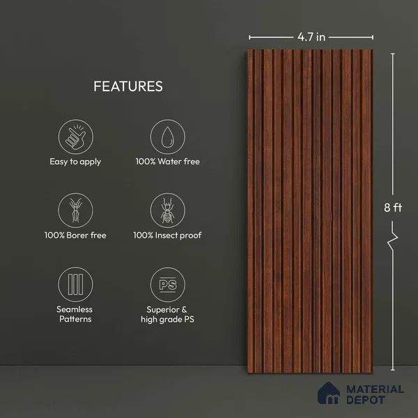 Wooden Look PN 06291 9.5 ft x 4.7 inch Charcoal Panel - 12 mm | Suitable for Feature Wall, TV Unit & Living Room | Width is Subjected to 5% Variation
