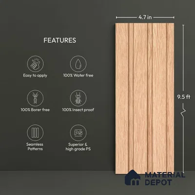 Wooden Look PN 06542 9.5 ft x 4.7 inch Charcoal Panel - 12 mm | Suitable for Feature Wall, TV Unit & Living Room | Width is Subjected to 5% Variation