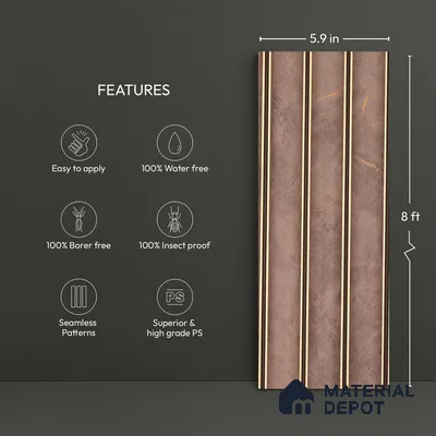 Brown Marble Look PN 02331 9.5 ft x 8 inch Charcoal Panel - 8 mm | Suitable for Feature Wall, TV Unit & Living Room | Width is Subjected to 5% Variation