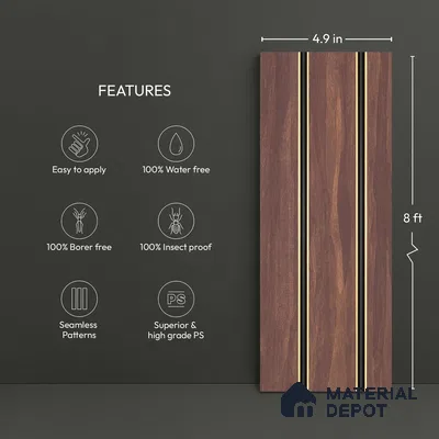 Brown Marble Look PN 03017 8 ft x 4.9 inch Charcoal Panel - 8 mm | Suitable for Feature Wall, TV Unit & Living Room | Width is Subjected to 5% Variation
