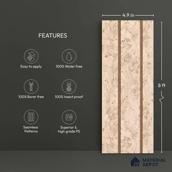 Cream Fabric Look PN 03019 8 ft x 4.9 inch Charcoal Panel - 8 mm | Suitable for Feature Wall, TV Unit & Living Room | Width is Subjected to 5% Variation