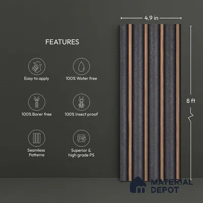 Wooden Look PN 03026 8 ft x 4.9 inch Charcoal Panel - 8 mm | Suitable for Feature Wall, TV Unit & Living Room | Width is Subjected to 5% Variation