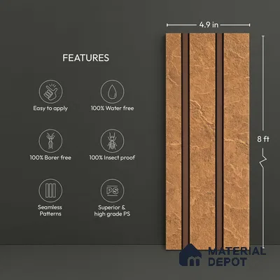 Gold Marble Look PN 03033 8 ft x 4.9 inch Charcoal Panel - 8 mm | Suitable for Feature Wall, TV Unit & Living Room | Width is Subjected to 5% Variation