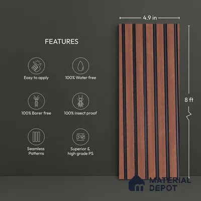 Multi Colour Patterned Look PN 03199 8 ft x 4.9 inch Charcoal Panel - 8 mm | Suitable for Feature Wall, TV Unit & Living Room | Width is Subjected to 5% Variation