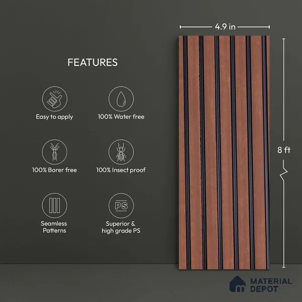Multi Colour Patterned Look PN 03199 8 ft x 4.9 inch Charcoal Panel - 8 mm | Suitable for Feature Wall, TV Unit & Living Room | Width is Subjected to 5% Variation