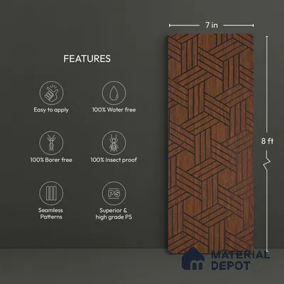 Wenge Geometric Look PN 03244 8 ft x 7 inch Charcoal Panel - 8 mm | Suitable for Feature Wall, TV Unit & Living Room | Width is Subjected to 5% Variation