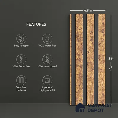 Wooden Look PN 03247 B 8 ft x 4.9 inch Charcoal Panel - 8 mm | Suitable for Feature Wall, TV Unit & Living Room | Width is Subjected to 5% Variation