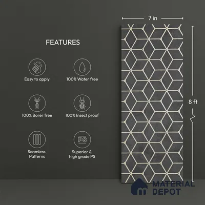 Grey Geometric Look PN 03248 8 ft x 7 inch Charcoal Panel - 8 mm | Suitable for Feature Wall, TV Unit & Living Room | Width is Subjected to 5% Variation