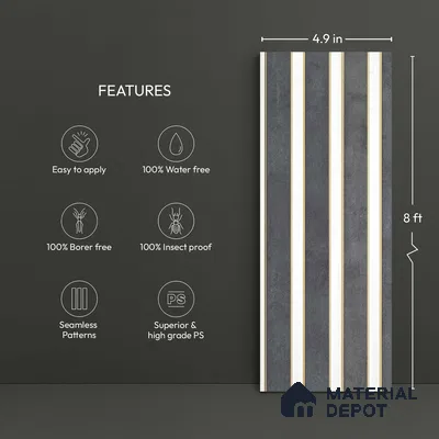 Wooden Look PN 03248 B 8 ft x 4.9 inch Charcoal Panel - 8 mm | Suitable for Feature Wall, TV Unit & Living Room | Width is Subjected to 5% Variation