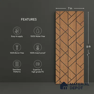 Brown Geometric Look PN 03249 8 ft x 7 inch Charcoal Panel - 8 mm | Suitable for Feature Wall, TV Unit & Living Room | Width is Subjected to 5% Variation