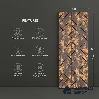 Gold Rustic Look PN 03250 8 ft x 7 inch Charcoal Panel - 8 mm | Suitable for Feature Wall, TV Unit & Living Room | Width is Subjected to 5% Variation