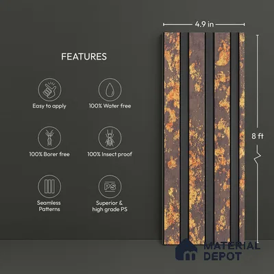 Brown Rustic Look PN 03250 B 8 ft x 4.9 inch Charcoal Panel - 8 mm | Suitable for Feature Wall, TV Unit & Living Room | Width is Subjected to 5% Variation