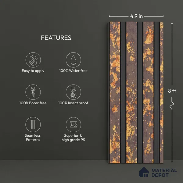 Brown Rustic Look PN 03250 B 8 ft x 4.9 inch Charcoal Panel - 8 mm | Suitable for Feature Wall, TV Unit & Living Room | Width is Subjected to 5% Variation