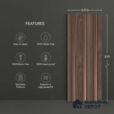 Wooden Look PN 03266 8 ft x 4.9 inch Charcoal Panel - 8 mm | Suitable for Feature Wall, TV Unit & Living Room | Width is Subjected to 5% Variation