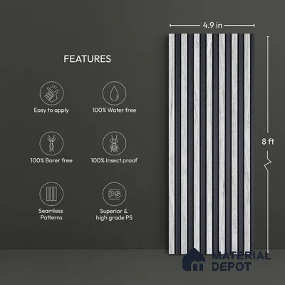 Wooden Look PN 03270 8 ft x 4.9 inch Charcoal Panel - 8 mm | Suitable for Feature Wall, TV Unit & Living Room | Width is Subjected to 5% Variation
