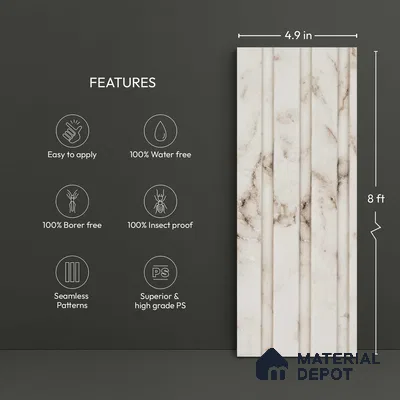 White Marble Look PN 03279 8 ft x 4.9 inch Charcoal Panel - 8 mm | Suitable for Feature Wall, TV Unit & Living Room | Width is Subjected to 5% Variation