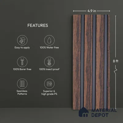 Wooden Look PN 03284 8 ft x 4.9 inch Charcoal Panel - 8 mm | Suitable for Feature Wall, TV Unit & Living Room | Width is Subjected to 5% Variation