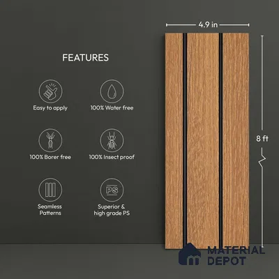 Wooden Look PN 03297 8 ft x 4.9 inch Charcoal Panel - 8 mm | Suitable for Feature Wall, TV Unit & Living Room | Width is Subjected to 5% Variation