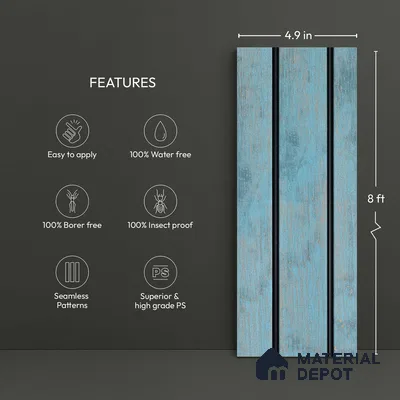 Blue Rustic Look PN 03299 8 ft x 4.9 inch Charcoal Panel - 8 mm | Suitable for Feature Wall, TV Unit & Living Room | Width is Subjected to 5% Variation