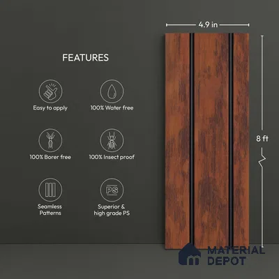 Brown Rustic Look PN 03300 8 ft x 4.9 inch Charcoal Panel - 8 mm | Suitable for Feature Wall, TV Unit & Living Room | Width is Subjected to 5% Variation
