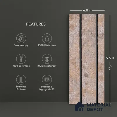 Grey Cement Look PN 03301 8 ft x 4.9 inch Charcoal Panel - 8 mm | Suitable for Feature Wall, TV Unit & Living Room | Width is Subjected to 5% Variation