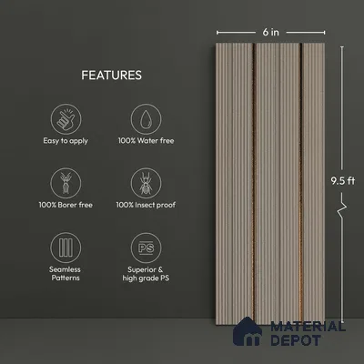 Wooden Look PN 03864 9.5 ft x 6 inch Charcoal Panel - 10 mm | Suitable for Feature Wall, TV Unit & Living Room | Width is Subjected to 5% Variation