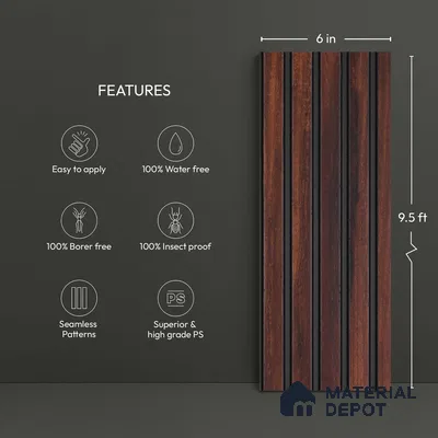 Wooden Look PN 03871 9.5 ft x 6 inch Charcoal Panel - 10 mm | Suitable for Feature Wall, TV Unit & Living Room | Width is Subjected to 5% Variation