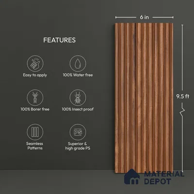 Wooden Look PN 03889 9.5 ft x 6 inch Charcoal Panel - 10 mm | Suitable for Feature Wall, TV Unit & Living Room | Width is Subjected to 5% Variation