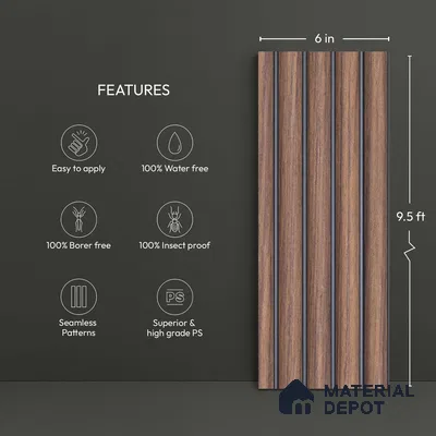 Wooden Look PN 03893 9.5 ft x 6 inch Charcoal Panel - 10 mm | Suitable for Feature Wall, TV Unit & Living Room | Width is Subjected to 5% Variation