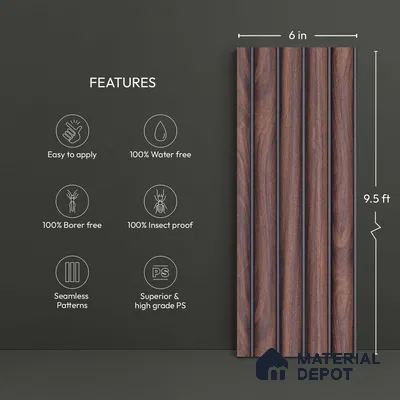 Wooden Look PN 03894 9.5 ft x 6 inch Charcoal Panel - 10 mm | Suitable for Feature Wall, TV Unit & Living Room | Width is Subjected to 5% Variation