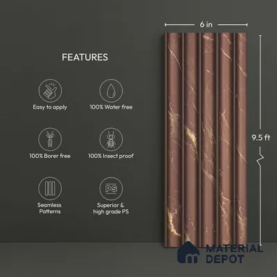 Brown Marble Look PN 03901 9.5 ft x 6 inch Charcoal Panel - 10 mm | Suitable for Feature Wall, TV Unit & Living Room | Width is Subjected to 5% Variation