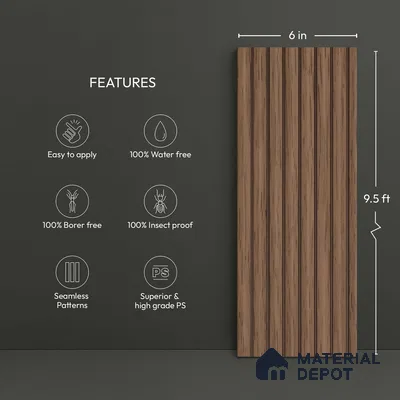 Wooden Look PN 03910 9.5 ft x 6 inch Charcoal Panel - 10 mm | Suitable for Feature Wall, TV Unit & Living Room | Width is Subjected to 5% Variation