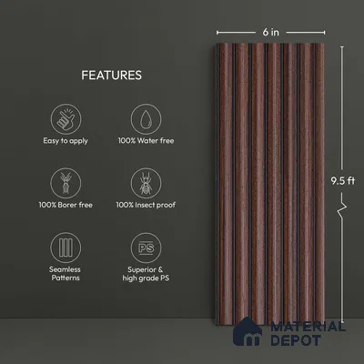 Wooden Look PN 03912 9.5 ft x 6 inch Charcoal Panel - 10 mm | Suitable for Feature Wall, TV Unit & Living Room | Width is Subjected to 5% Variation