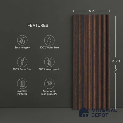 Wooden Look PN 03913 9.5 ft x 6 inch Charcoal Panel - 10 mm | Suitable for Feature Wall, TV Unit & Living Room | Width is Subjected to 5% Variation