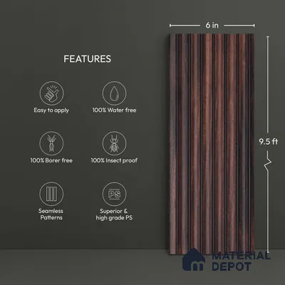 Wooden Look PN 03914 9.5 ft x 6 inch Charcoal Panel - 10 mm | Suitable for Feature Wall, TV Unit & Living Room | Width is Subjected to 5% Variation
