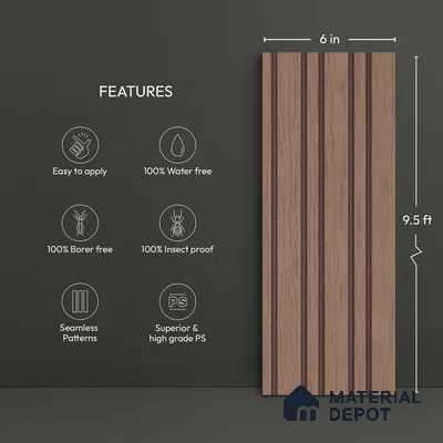 Wooden Look PN 03917 9.5 ft x 6 inch Charcoal Panel - 10 mm | Suitable for Feature Wall, TV Unit & Living Room | Width is Subjected to 5% Variation