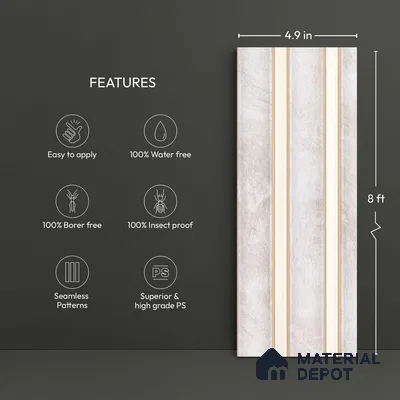 Beige Metallic Look PN 04064 9.5 ft x 4.9 inch Charcoal Panel - 12 mm | Suitable for Feature Wall, TV Unit & Living Room | Width is Subjected to 5% Variation