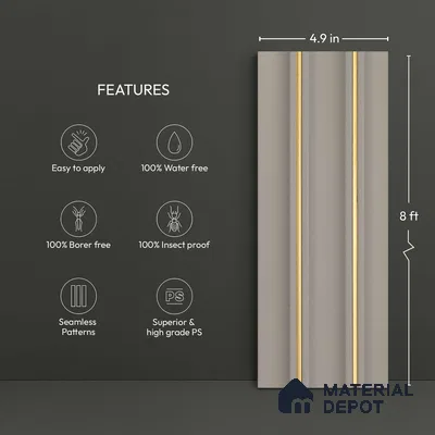 Grey Metallic Look PN 04068 9.5 ft x 4.9 inch Charcoal Panel - 12 mm | Suitable for Feature Wall, TV Unit & Living Room | Width is Subjected to 5% Variation